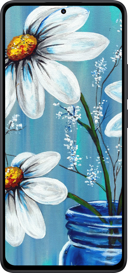 Силиконовый чехол Красивые арт-ромашки для Xiaomi Redmi Note 14 5G - 4031u-3811 изображение 