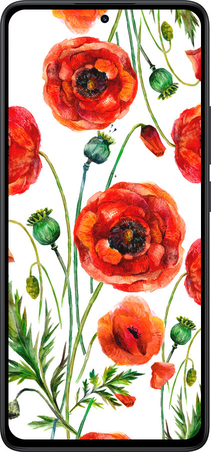 Силіконовий чехол Намальовані маки для Xiaomi Redmi Note 14 5G - 4278u-3811 изображение 
