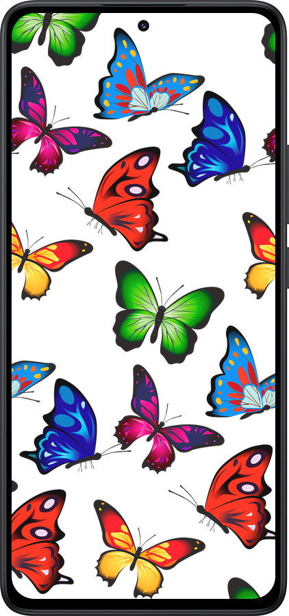 Силиконовый чехол Красочные мотыльки для Xiaomi Redmi Note 14 5G - 4761u-3811 изображение 