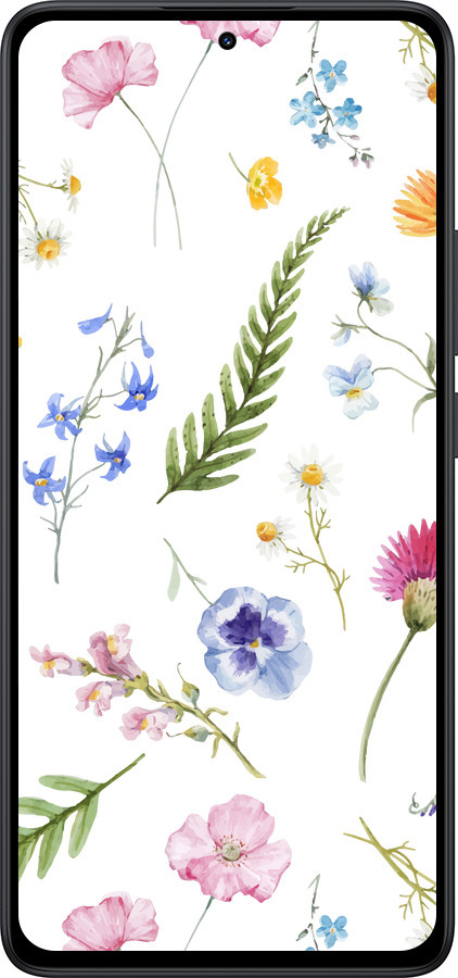 Силиконовый чехол Цветочный фон v2 для Xiaomi Redmi Note 14 5G - 5472u-3811 изображение 