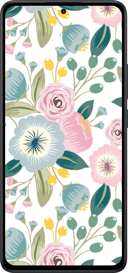 Силиконовый чехол Цветочные обои v2 для Xiaomi Redmi Note 14 5G - 5602u-3811 изображение 