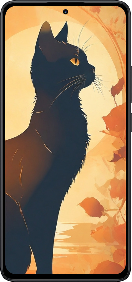 Силіконовий чехол Чорна кішка v2 для Xiaomi Redmi Note 14 5G - 5830u-3811 изображение 