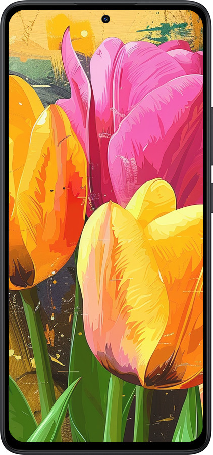 Силиконовый чехол Нарисованные тюльпаны для Xiaomi Redmi Note 14 5G - 5990u-3811 изображение 