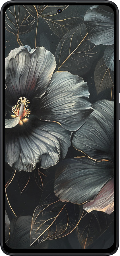 Силиконовый чехол Черные цветы для Xiaomi Redmi Note 14 5G - 6031u-3811 изображение 