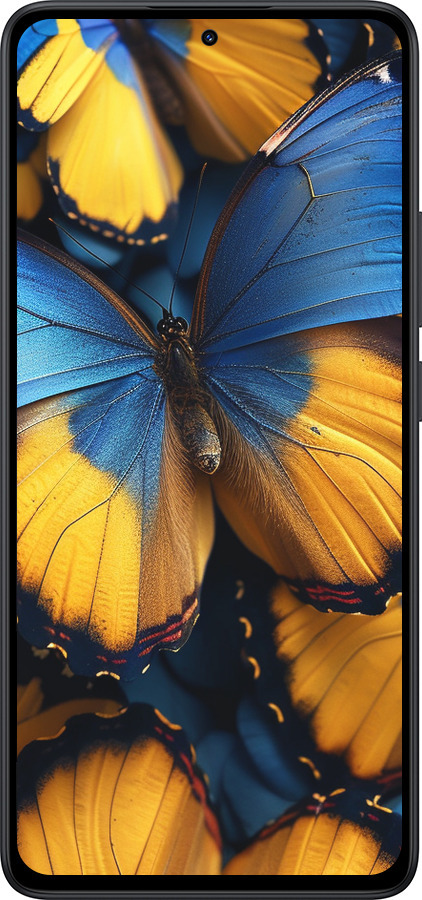 Силіконовий чехол Жовто-блакитні метелики для Xiaomi Redmi Note 14 5G - 6046u-3811 изображение 