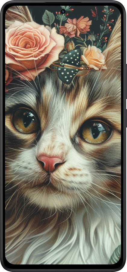 Силіконовий чехол Cats and flowers для Xiaomi Redmi Note 14 5G - 6069u-3811 изображение 