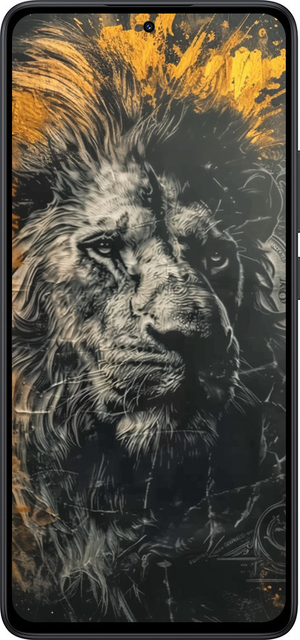 Силиконовый чехол Лев в золотых красках для Xiaomi Redmi Note 14 5G - 6155u-3811 изображение 