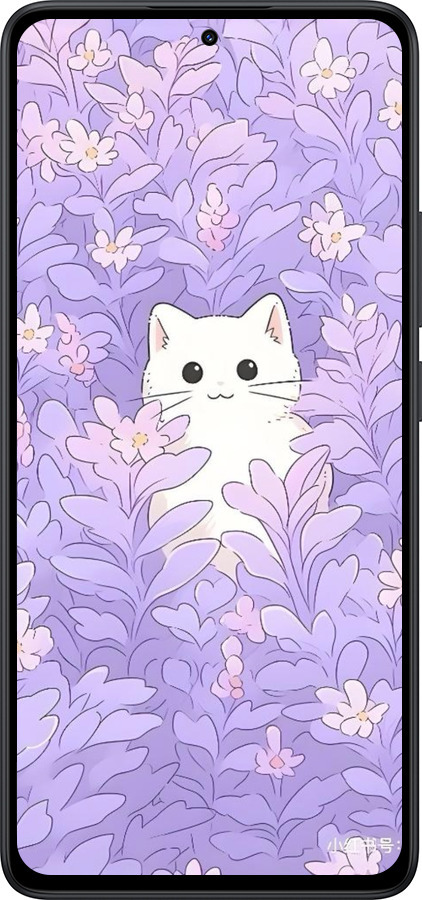 Силиконовый чехол Котик в цветах для Xiaomi Redmi Note 14 5G - 6390u-3811 изображение 