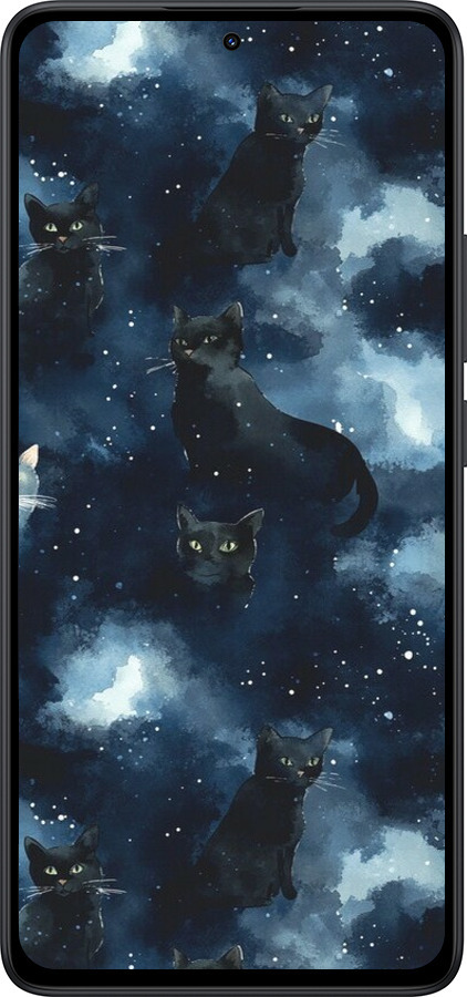 Силиконовый чехол Изображение Кошек с тёмной акварелью для Xiaomi Redmi Note 14 5G - 6521u-3811 изображение 
