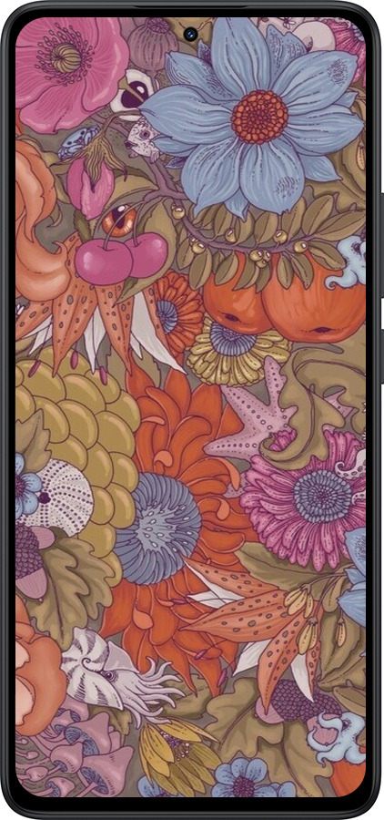 Силиконовый чехол Абстрактные цветы для Xiaomi Redmi Note 14 5G - 6526u-3811 изображение 