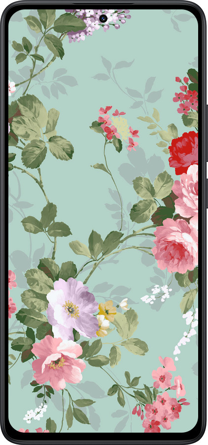 Силиконовый чехол Цветочные обои 2 для Xiaomi Redmi Note 14 5G - 862u-3811 изображение 