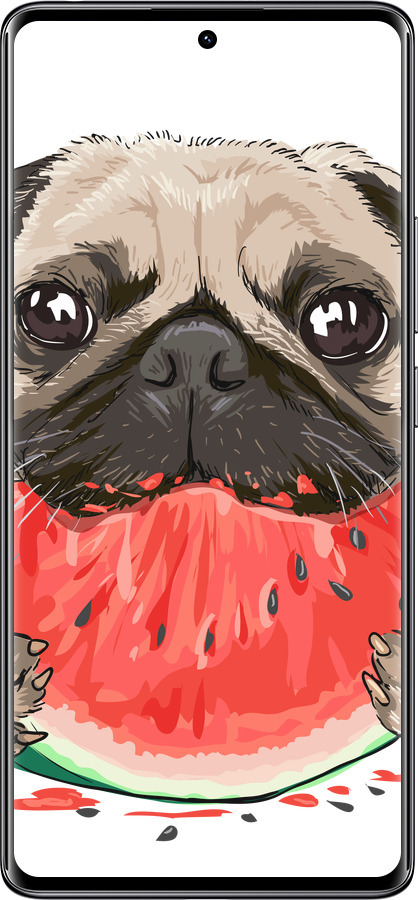 TPU чехол Мопс и арбуз для Xiaomi Redmi Note 14 Pro 4G - 4665b-3808 изображение 
