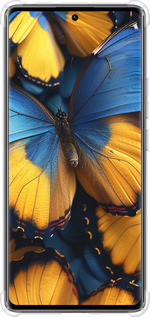 Силикон с усиленными углами чехол Желто-голубые бабочки для Xiaomi Redmi Note 14 Pro 4G - 6046sp-3808 изображение 