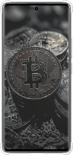 Силикон с усиленными углами чехол Black Bitcoin для Xiaomi Redmi Note 14 Pro 4G - 6090sp-3808 изображение 