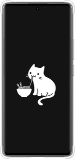 Силикон с усиленными углами чехол С милым котом на черном фоне для Xiaomi Redmi Note 14 Pro 4G - 6528sp-3808 изображение 