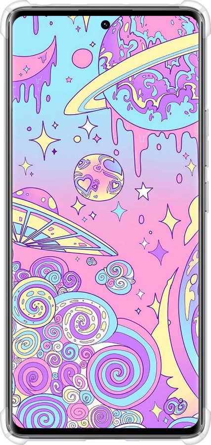Силикон с усиленными углами чехол Розовая галактика для Xiaomi Redmi Note 14 Pro 4G - 4146sp-3808 изображение 