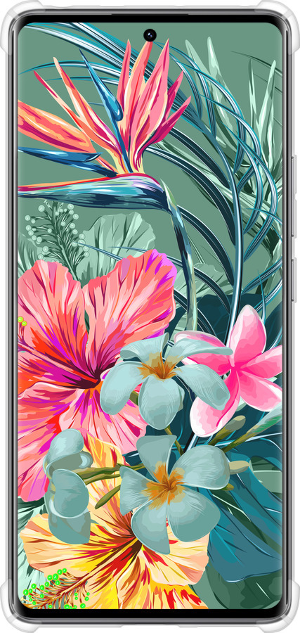 Силикон с усиленными углами чехол Тропические цветы v1 для Xiaomi Redmi Note 14 Pro 4G - 4667sp-3808 изображение 