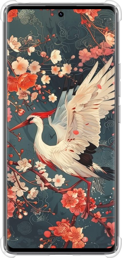 Силіконовий протиударний с посиленими кутами чехол Сакура та лелека для Xiaomi Redmi Note 14 Pro 4G - 6108sp-3808 изображение 