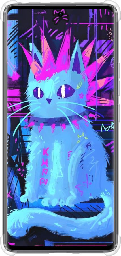 Силикон с усиленными углами чехол Кот панк для Xiaomi Redmi Note 14 Pro 4G - 6311sp-3808 изображение 