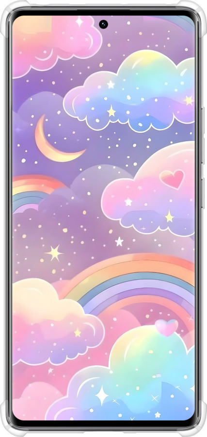 Силикон с усиленными углами чехол Облака и радуга для Xiaomi Redmi Note 14 Pro 4G - 6312sp-3808 изображение 