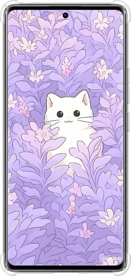 Силикон с усиленными углами чехол Котик в цветах для Xiaomi Redmi Note 14 Pro 4G - 6390sp-3808 изображение 