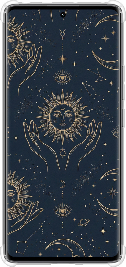 Силикон с усиленными углами чехол Celestial Harmony: Sun & Moon Gold Mystic Pattern для Xiaomi Redmi Note 14 Pro 4G - 6778sp-3808 изображение 