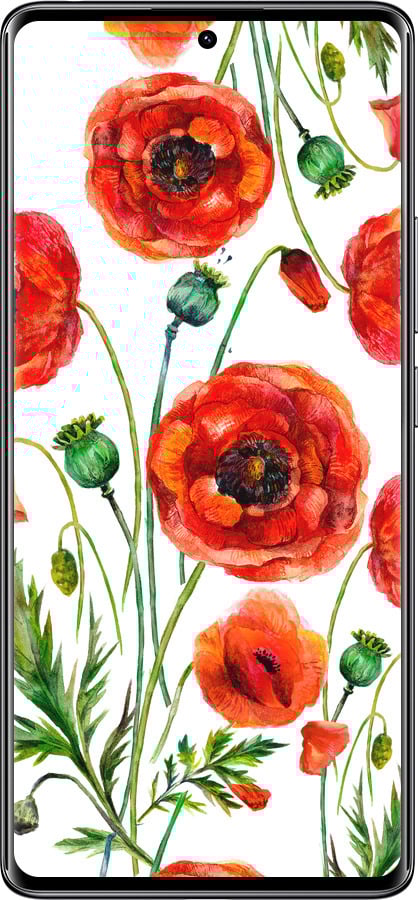 Силиконовый чехол Нарисованные маки для Xiaomi Redmi Note 14 Pro 4G - 4278u-3808 изображение 