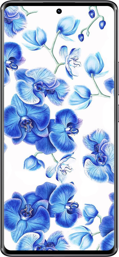 Силиконовый чехол Голубые орхидеи для Xiaomi Redmi Note 14 Pro 4G - 4406u-3808 изображение 