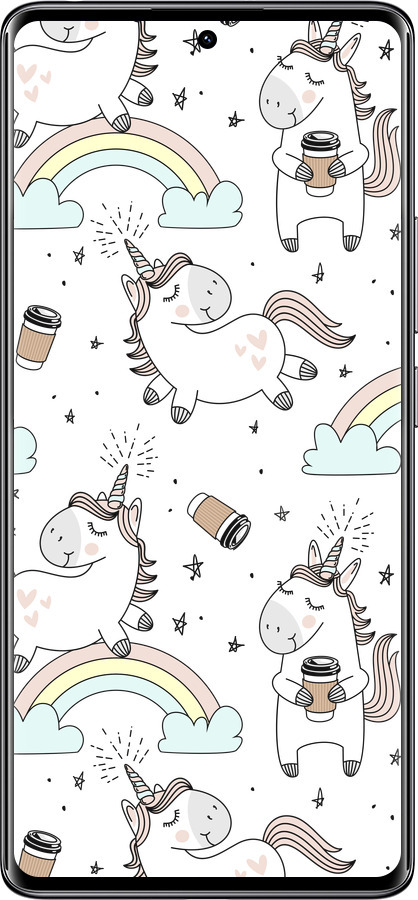 Силіконовий чехол Єдиноріг і кава для Xiaomi Redmi Note 14 Pro 4G - 4661u-3808 изображение 