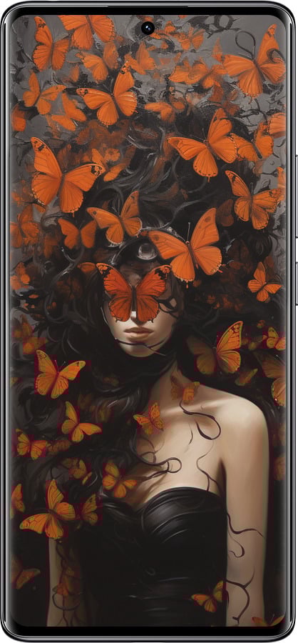 Силиконовый чехол Девушка с оранжевыми бабочками для Xiaomi Redmi Note 14 Pro 4G - 5941u-3808 изображение 