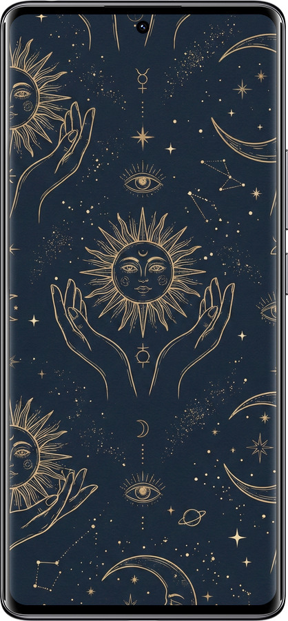 Силіконовий чехол Celestial Harmony: Sun & Moon Gold Mystic Pattern для Xiaomi Redmi Note 14 Pro 4G - 6778u-3808 изображение 