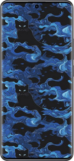 TPU чехол Абстрактный узор черных котов на синем фоне для Xiaomi Redmi Note 14 Pro 5G - 6525b-3928 изображение 