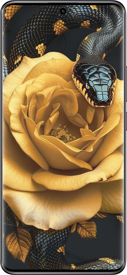 TPU чехол Black snake and golden rose для Xiaomi Redmi Note 14 Pro 5G - 6068b-3928 изображение 