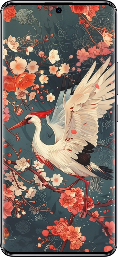 TPU чехол Сакура и аист для Xiaomi Redmi Note 14 Pro 5G - 6108b-3928 изображение 