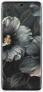 Силикон с усиленными углами чехол Черные цветы для Xiaomi Redmi Note 14 Pro 5G - 6031sp-3928 изображение 
