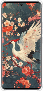 Силикон с усиленными углами чехол Сакура и аист для Xiaomi Redmi Note 14 Pro 5G - 6108sp-3928 изображение 