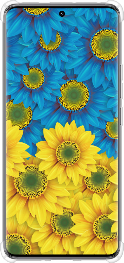 Силикон с усиленными углами чехол Жёлто-голубые цветы для Xiaomi Redmi Note 14 Pro 5G - 1048sp-3928 изображение 