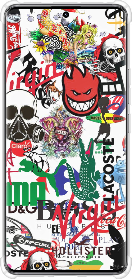 Силикон с усиленными углами чехол Many different logos для Xiaomi Redmi Note 14 Pro 5G - 4022sp-3928 изображение 
