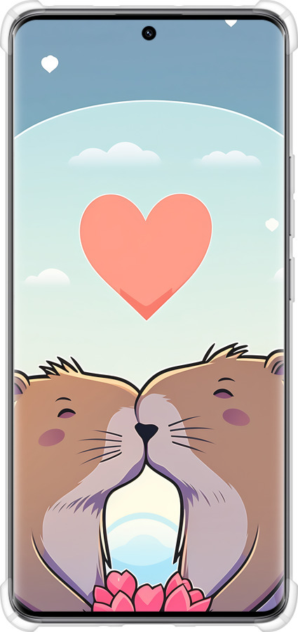 Силикон с усиленными углами чехол Капибара любовь для Xiaomi Redmi Note 14 Pro 5G - 6027sp-3928 изображение 