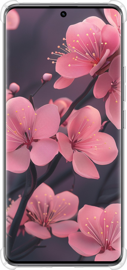 Силикон с усиленными углами чехол Пурпурная сакура для Xiaomi Redmi Note 14 Pro 5G - 6075sp-3928 изображение 