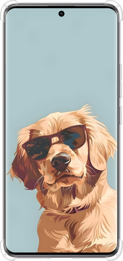 Силикон с усиленными углами чехол Пес в очках для Xiaomi Redmi Note 14 Pro 5G - 6381sp-3928 изображение 