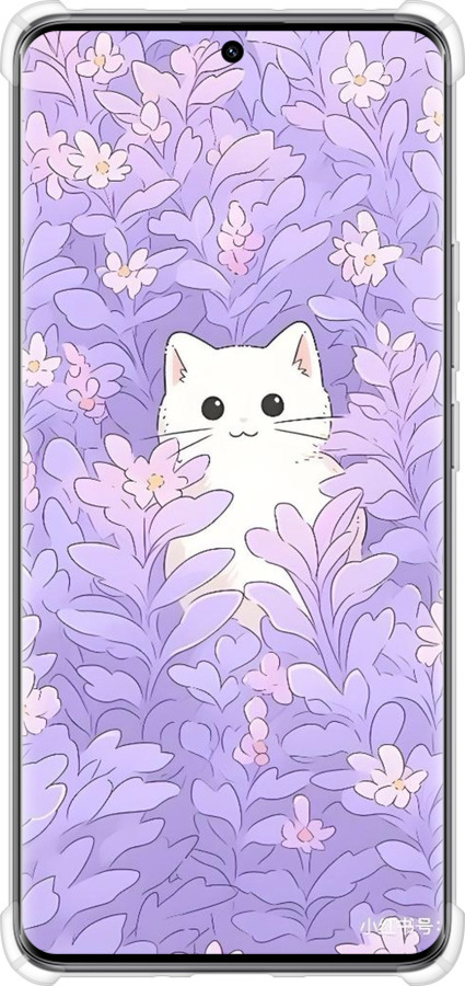 Силикон с усиленными углами чехол Котик в цветах для Xiaomi Redmi Note 14 Pro 5G - 6390sp-3928 изображение 