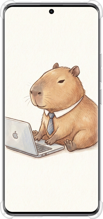 Силикон с усиленными углами чехол Funny Capybara CEO Working для Xiaomi Redmi Note 14 Pro 5G - 6777sp-3928 изображение 