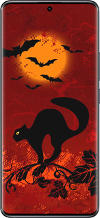 Силиконовый чехол Чёрная кошка под луной для Xiaomi Redmi Note 14 Pro 5G - 1190u-3928 изображение 