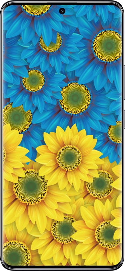 Силиконовый чехол Жёлто-голубые цветы для Xiaomi Redmi Note 14 Pro 5G - 1048u-3928 изображение 