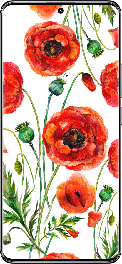 Силіконовий чехол Намальовані маки для Xiaomi Poco X7 - 4278u-4011 изображение 
