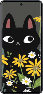 Силіконовий чехол Чорний кіт з квітами для Xiaomi Redmi Note 15 4G - 6448u-4215 изображение 