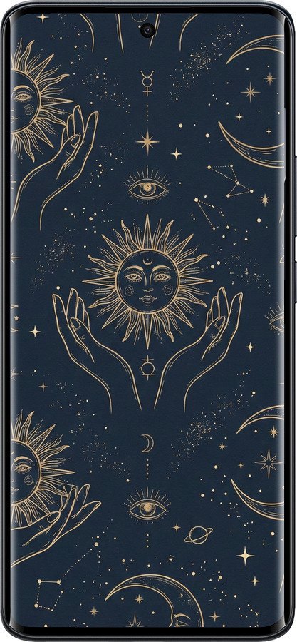 Силіконовий чехол Celestial Harmony: Sun & Moon Gold Mystic Pattern для Xiaomi Redmi Note 15 4G - 6778u-4215 изображение 