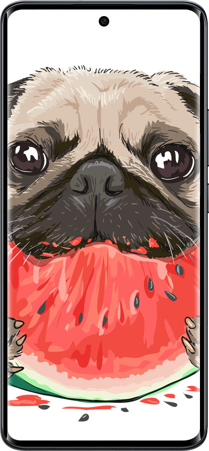 Силиконовый чехол Мопс и арбуз для Xiaomi Redmi Note 15 5G - 4665u-4155 изображение 