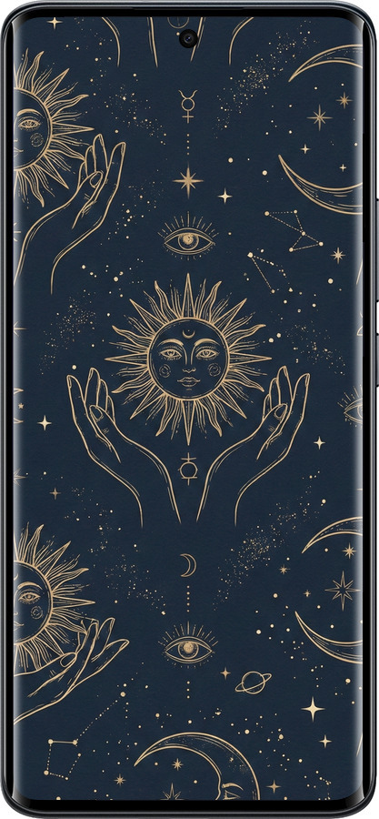 Силиконовый чехол Celestial Harmony: Sun & Moon Gold Mystic Pattern для Xiaomi Redmi Note 15 5G - 6778u-4155 изображение 